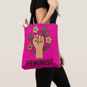 Empowerment-Faust mit floralen Akzenten Tragetasch Tasche