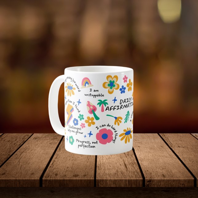 Empowerment Retro-Geschenk, Groovy Blumenbejahung Kaffeetasse (Von Creator hochgeladen)