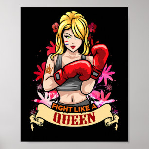 Empowertes starkes Frau Boxen Kickboxen Mädchen Fi Poster