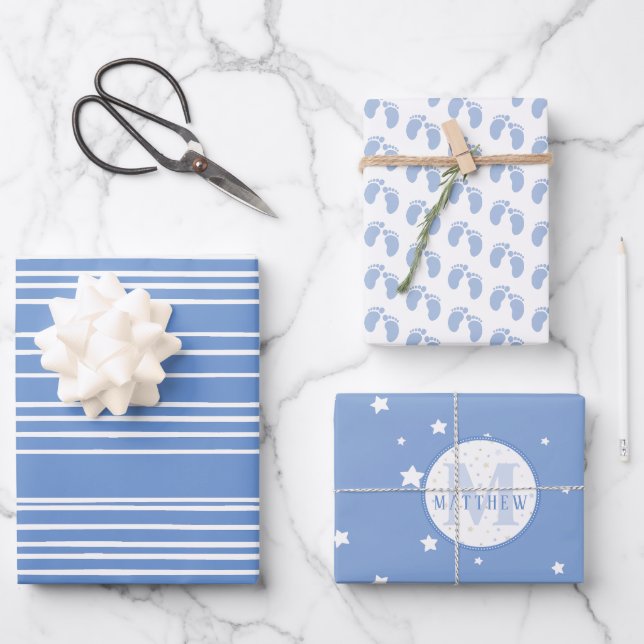Empreinte Baby shower Papier à envelopper pour béb (Recto)