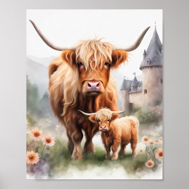 Empreinte d'art de la vache de Boho Highland, déco (Devant)