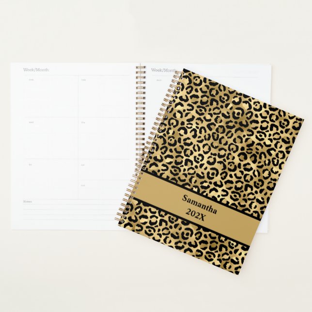 Empreinte de léopard noir et or personnalisé (Devant avec enveloppe)