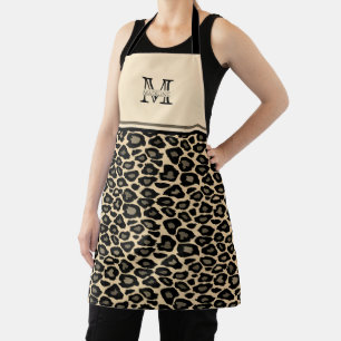 Empreinte de léopard noir et tan Tablier monogra