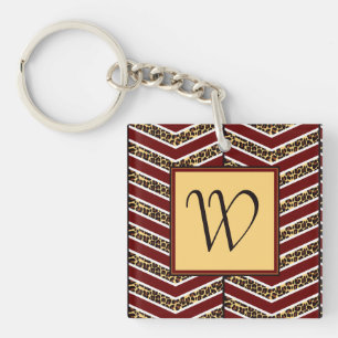 Empreinte de léopard Porte - clé acrylique Chevron