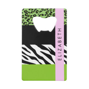 Empreinte de léopard, Zebra Print, Vert, Votre nom