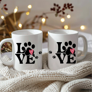 Empreinte de patte Coeur café Mug