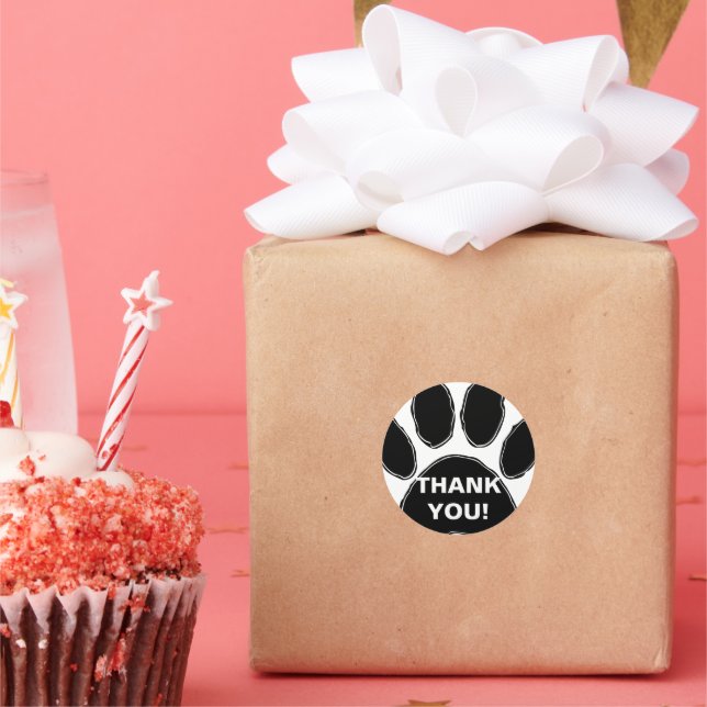 Empreinte de patte de chien avec Sticker rond de m (Fête)