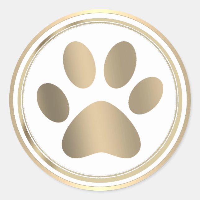 Empreinte de patte de chien d'or avec Étiquette fr (Devant)