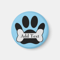 Empreinte de patte De Chien Et Os Sur Bébé Magnet 