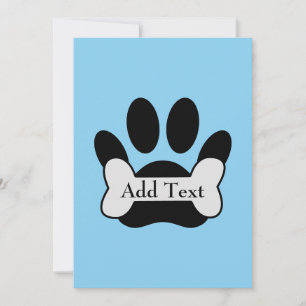 Empreinte de Patte de Chien et Os sur Invitation B