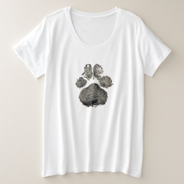 Empreinte de patte de chien plus T-shirt taille (Design devant)