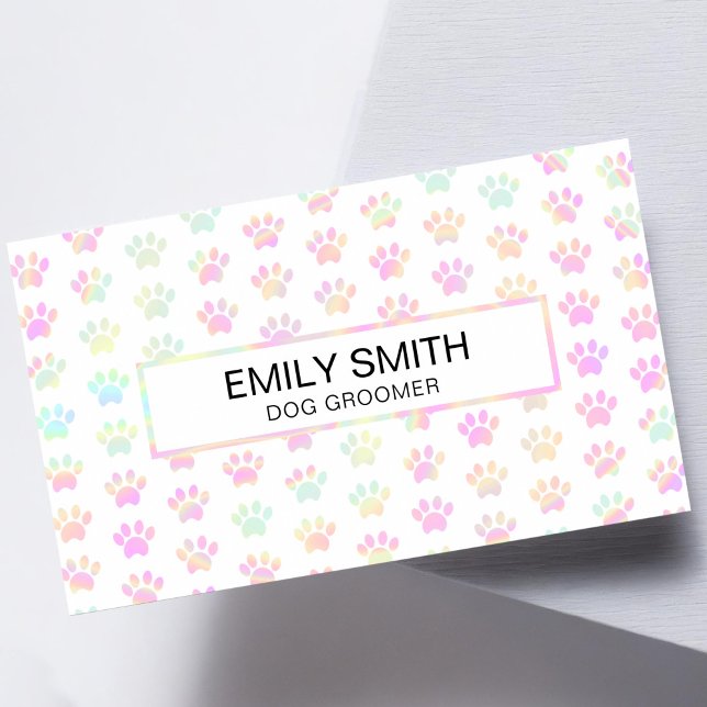 Empreinte de patte holographique Pet Groomer Carte (Créateur téléchargé)