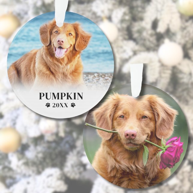 Empreinte de patte Noël Nom du chien Animaux de co (Paw Print Christmas Dog Name Pet Photo Ornament )
