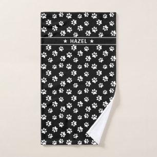 Empreinte de patte noir et blanc Serviette de chie