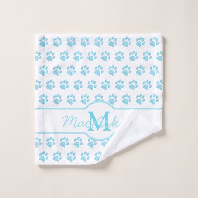 Empreinte de patte Parties scintillant Monogramme  (Gant de toilette)
