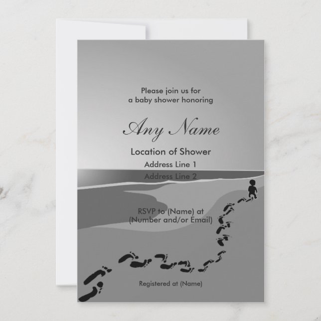 Empreintes dans le sable Baby Shower Invitations (Devant)