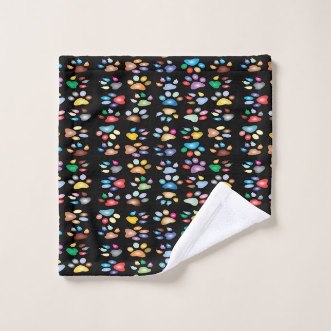 empreintes de pattes colorés (Gant de toilette)