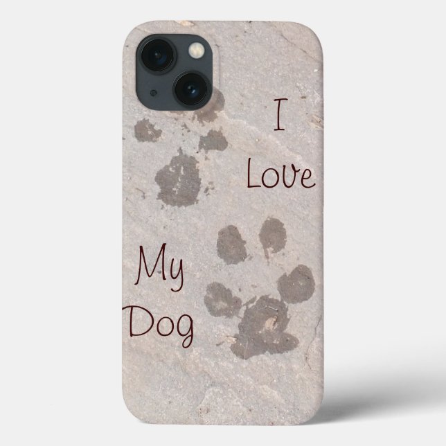 Empreintes de pattes de chien - J'aime mon coque i (Verso)