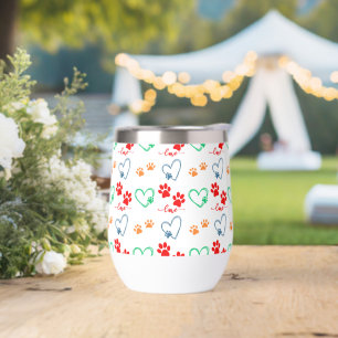 Empreintes de pattes de CHIENS mignons et COEURS D
