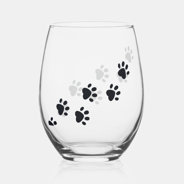 Empreintes de pattes Design Stemless \ Verre à vin (Recto)