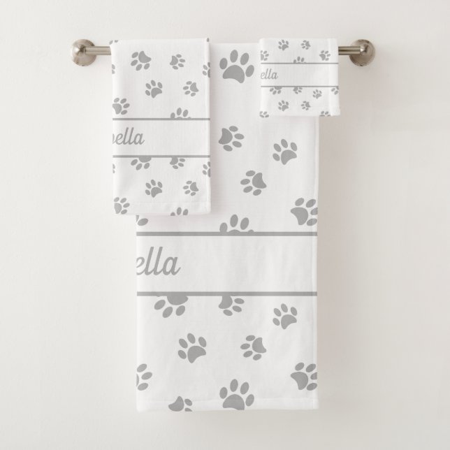 Empreintes de pattes gris argent mignon Personnali (En situation)