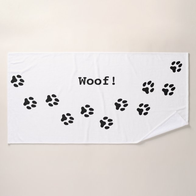 Empreintes de pattes noirs mignon chien personnali (Serviette de bain)