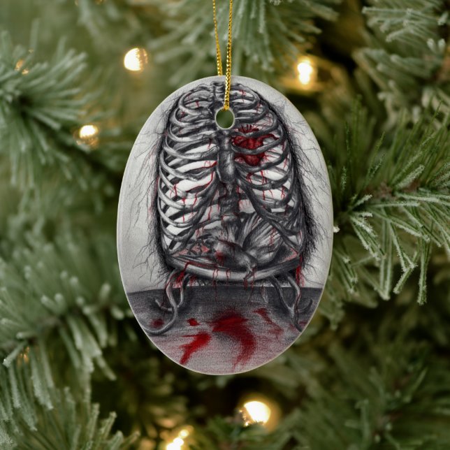 Empty Cage Rib Menschliches Skelett Horror Origine Keramikornament (Baum)