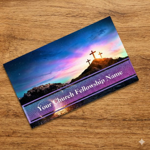 Empty Tomb Three Crosses Sunset Church Pastor Visitenkarte
