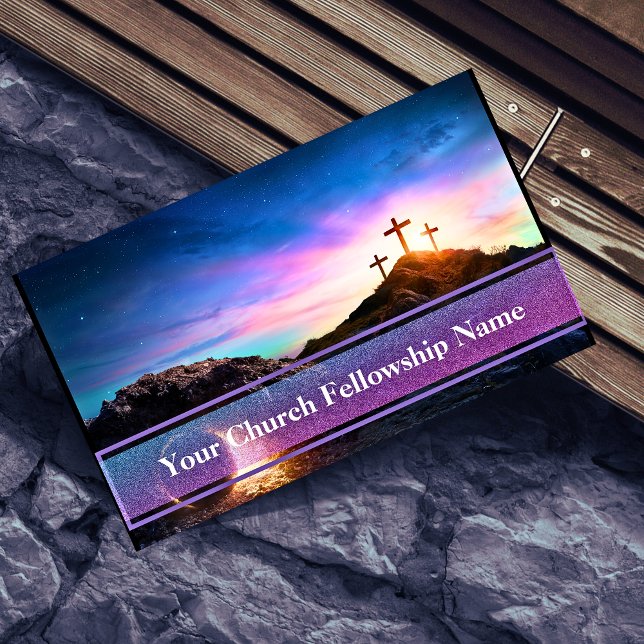 Empty Tomb Three Crosses Sunset Church Pastor Visitenkarte (Empty Tomb Three Crosses Sunset Church Pastor Business Card)