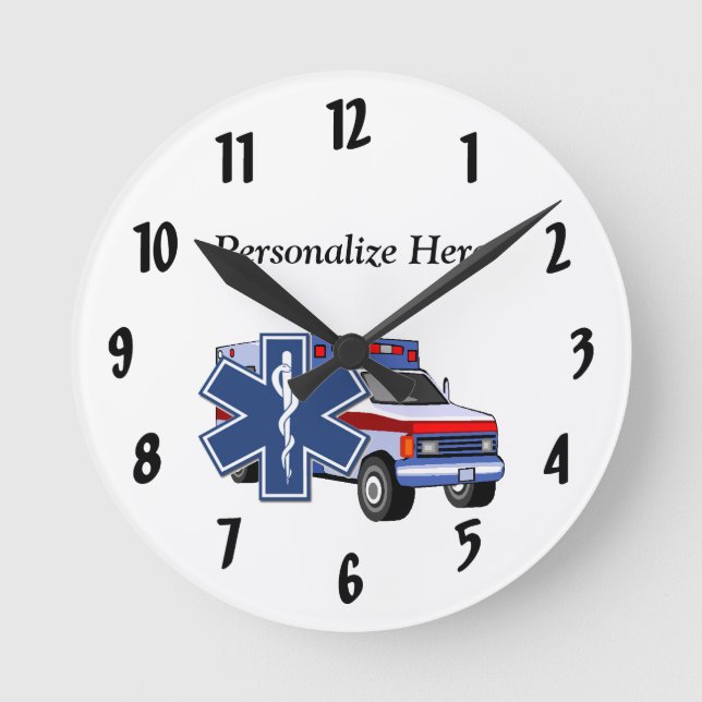 EMS Ambulance Runde Wanduhr (Vorderseite)