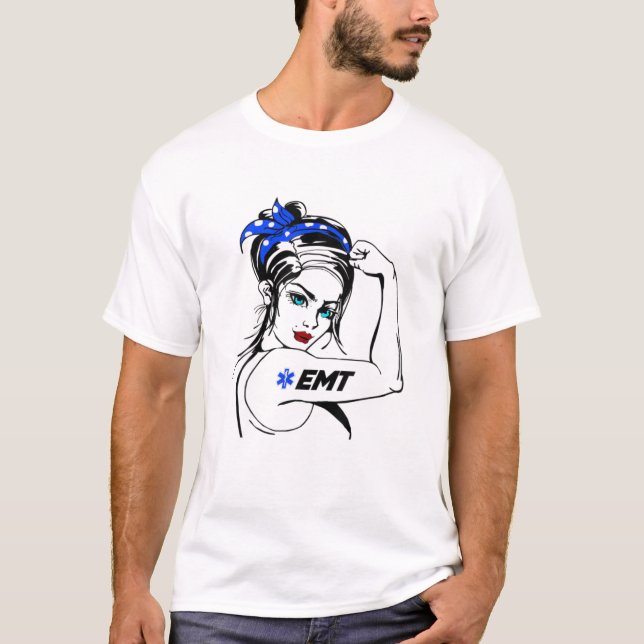 EMS Emergency EMT Rosie The Riveter T-Shirt (Vorderseite)