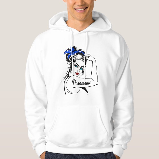 EMS Emergency Paramedic Rosie The Riveter Hoodie (Vorderseite)
