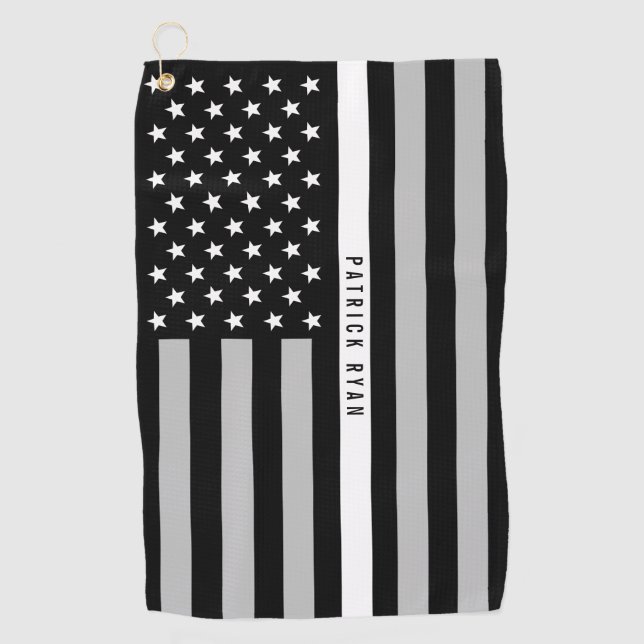 EMS EMT verdünnen weiße Linie Flagge-Monogramm Golfhandtuch (Vorderseite)