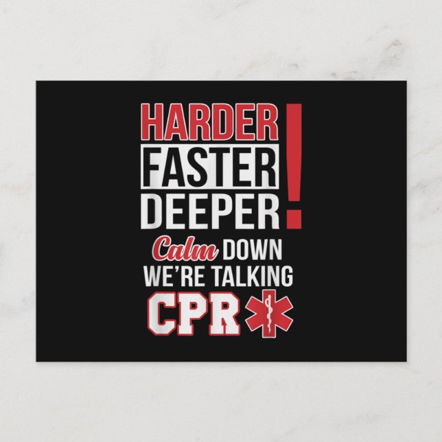 EMS Harder Faster Deeper CPR EMT Medic Nurse Ankündigungspostkarte (Vorderseite)