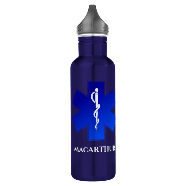 Ems-Logo mit Namen/Rufnummer Edelstahlflasche (Links)