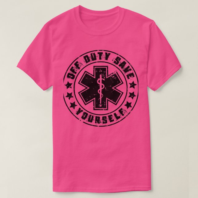 EMS Off Duty Rette sich selbst T-Shirt (Design vorne)