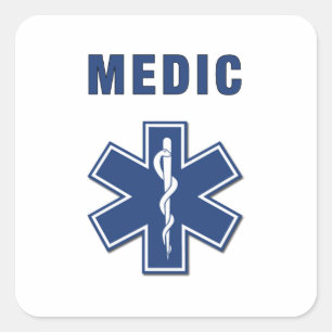 Ems-Sanitäter-Stern des Lebens Quadratischer Aufkleber
