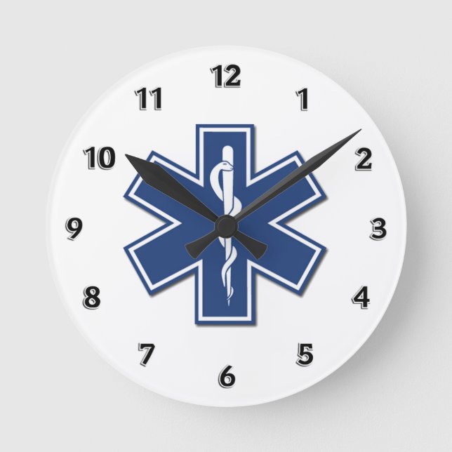 EMS-Star des Lebens Runde Wanduhr (Vorderseite)