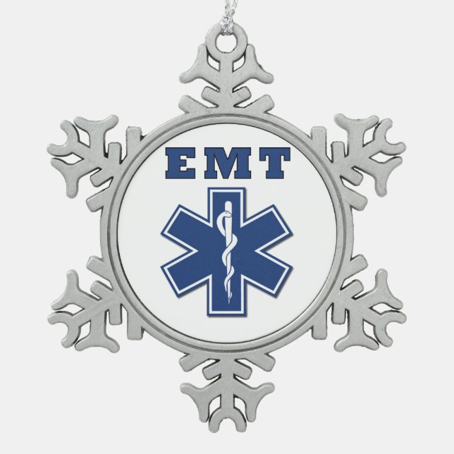 Ems-Stern des Lebens Schneeflocken Zinn-Ornament (Vorderseite)