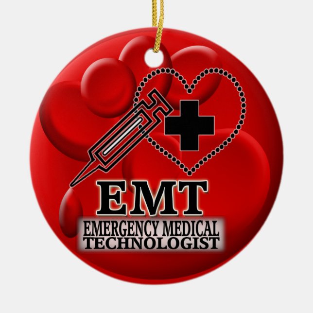 EMT BLUT-VERZIERUNG - NOTmedizinische TECHNOLOGIE Keramik Ornament (Vorne)