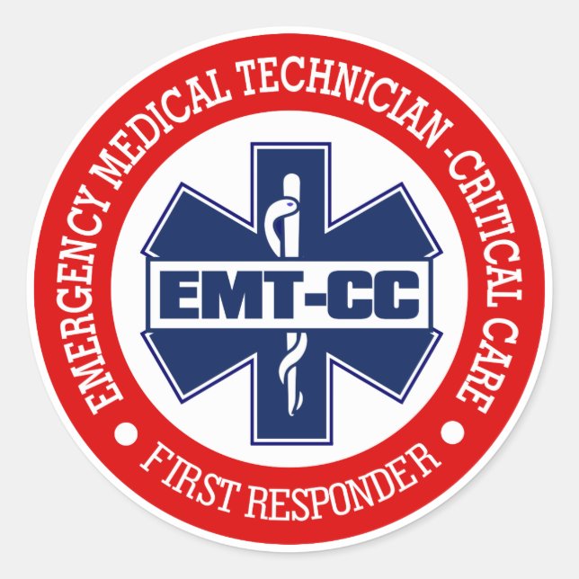EMT-CC (Emergency Medical Tech - Critical Care) Runder Aufkleber (Vorderseite)