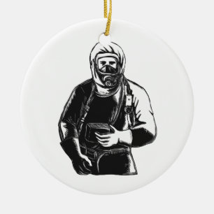 EMT, das Hazmat Anzug Scratchboard trägt Keramik Ornament