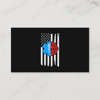 Emt Firefighter American Flag Distressed.Png Visitenkarte