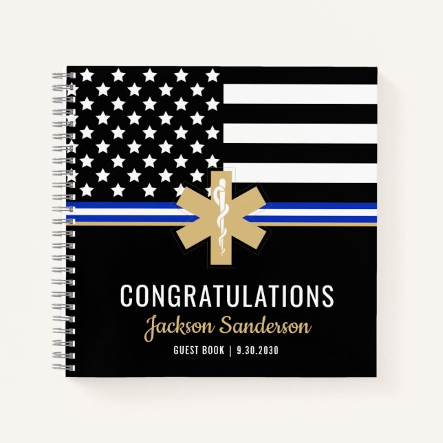 EMT First Responder Flag EMS Retirement Guest Book Notizbuch (Vorderseite)