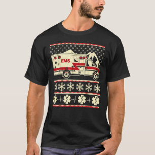 EMT Funny Ugly Christmas Sweater mit Krankenwagen T-Shirt