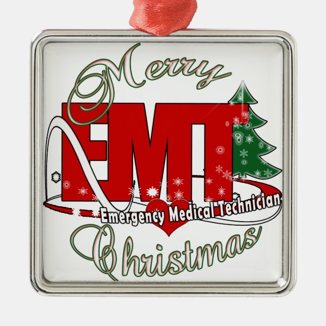 EMT Medizinischer Notfalltechniker CHRISTMAS Silbernes Ornament (Vorne)