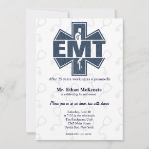 EMT Ruhestand Denim Textur Einladung
