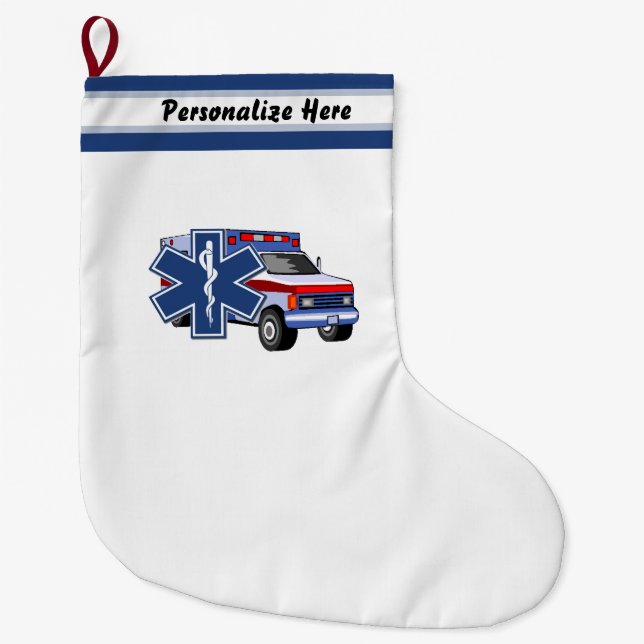EMT Sanitäter EMS-Krankenwagen Großer Weihnachtsstrumpf (Vorderseite)