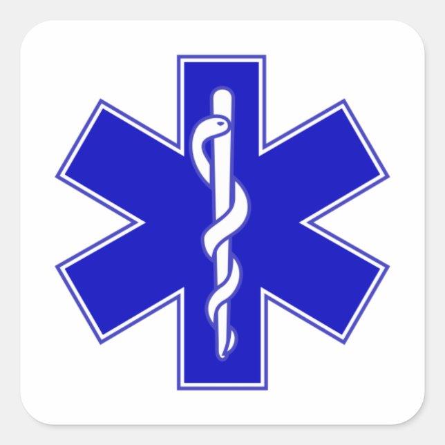 EMT Star of Life Quadratischer Aufkleber (Vorderseite)