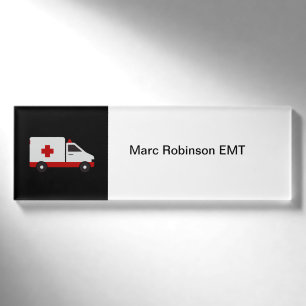 EMT-Thema für Notfälle - einfache Namensmarken Namenschild